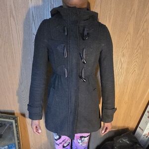 Stylish Dark Gray Toggle Pea Coat OBO